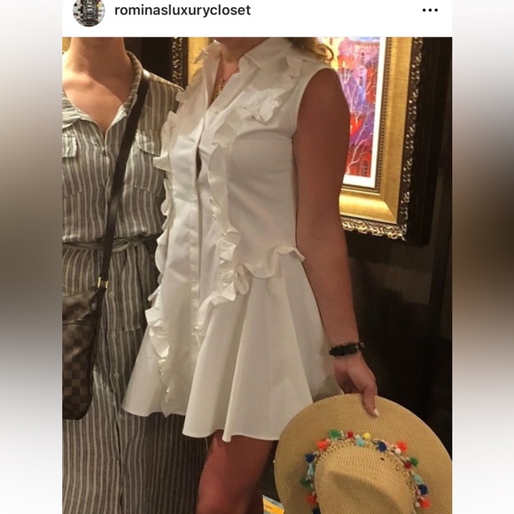 🤍Alexis “Huxley” White Ruffle Dress Button Down 🤍 - Picture 4 of 10